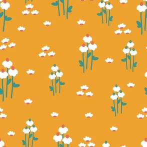 Gentle Embrace - Yellow - Florals - Flowers - Mustard - Daisies - Daisy - Summer - Spring - Minimalist - Nature - Botanical - Garden