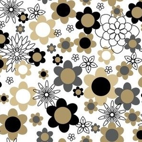 S ✹ Retro Floral in Black and Gold - 60's & 70's Inspired Fashion