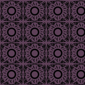 Rise & Shine Cat Tiles - Black and Purple