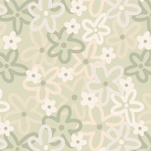 Simple Green Daisies Outline - Large