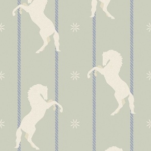 Mustangs Wild Horses | Celadon + Azure | Small  12" repeat |  Western Boho