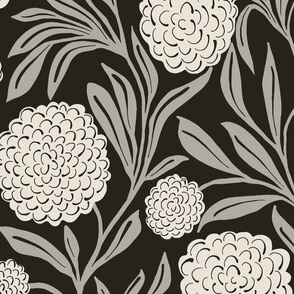 Bold floral vines - black and Taupe