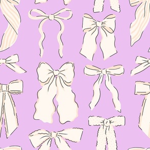 Bows, Vintage  Cream on Lilac