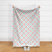 Hugs and Kisses Cheater Quilt in Baby Pink and Blue