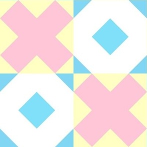 Hugs and Kisses Cheater Quilt in Baby Pink and Blue