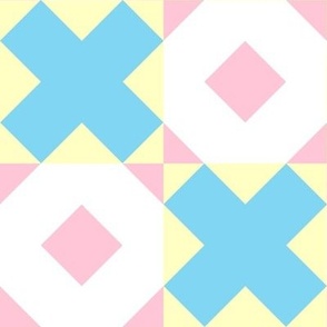 Hugs and Kisses Cheater Quilt in Baby Blue and Pink