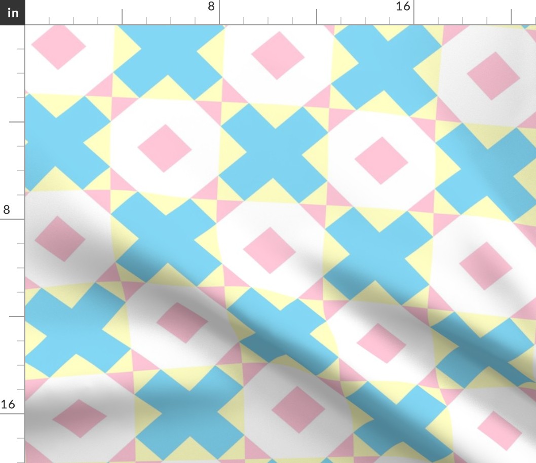 Hugs and Kisses Cheater Quilt in Baby Blue and Pink