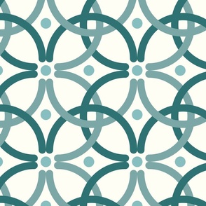 Large - Monochrome intertwine  Teal  with off white 