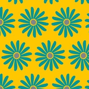 Twirling Daisies Yellow and Teal 6x6in