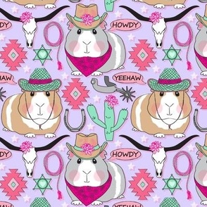 large cowgirl guinea pigs on lavender