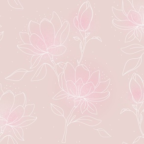 Warm minimalism challenge : Delicate white magnolia flowers on light pink background
