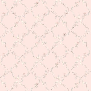 rococo diamonds trellis in pale pastel pink - 4inches