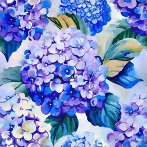Blue and purple hydrangea watercolor