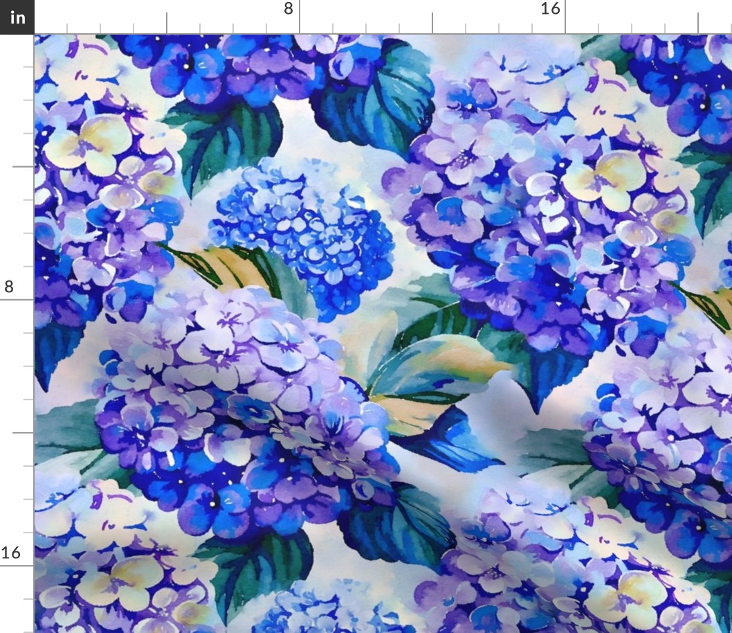 Blue and purple hydrangea watercolor