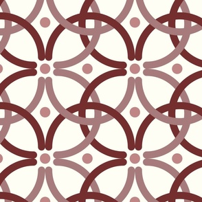Large - Monochrome intertwine  Maroon with off white 
