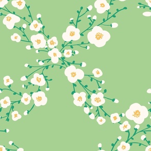 Large Flower bracelets - Criss Cross Flowers - Geometric White Flowers - Spring Floral Blooms - Flower Block - Light Green  