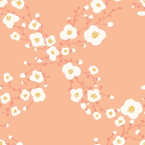 Large Flower bracelets - Criss Cross Flowers - Geometric White Flowers - Spring Floral Blooms - Flower Block - Peach Fuzz
