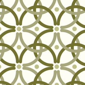 Large - Monochrome intertwine  Sage green  with off white 