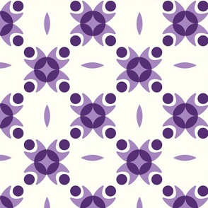 Large - Monochrome  Purple and off white geometric tile  