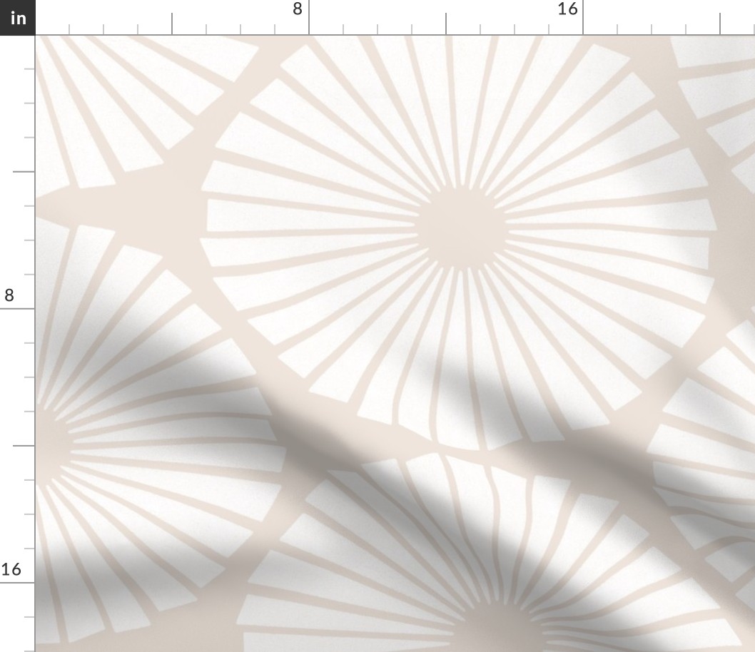 Warm Minimalism Coastal Geometric Block Print in Textured White on Neutral Light Beige - Jumbo - Earthy Boho, Neutral Geometric, Neutral Beach House
