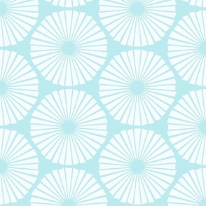 Aqua Coastal Geometric Block Print in Textured White on Pastel Aquamarine - Large - Coastal Aqua,  Summery Geometric, Calm Abstract