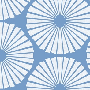 Blue Coastal Geometric Block Print in Textured White on Blue-Gray - Jumbo - Coastal Blue,  Light Navy Geometric, Blue-Gray Geometric