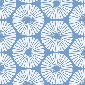 Blue Coastal Geometric Block Print in Textured White on Blue-Gray - Large - Coastal Blue,  Light Navy Geometric, Blue-Gray Geometric