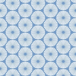 Blue Coastal Geometric Block Print in Textured White on Blue-Gray - Medium - Coastal Blue,  Light Navy Geometric, Blue-Gray Geometric