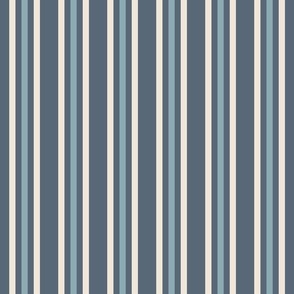 Nantucket Triple Stripes ⌘ Pristine Mountain Stream on Colonial Blue