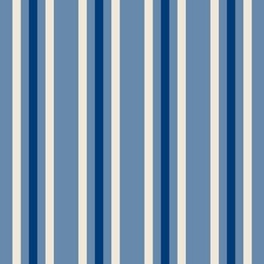 Nautical Triple Stripes - Pristine Navy on Wedgewood Blue