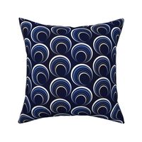 SMALL: Non-Textured blues concentric circles Rings and Loops on dark Midnight blue