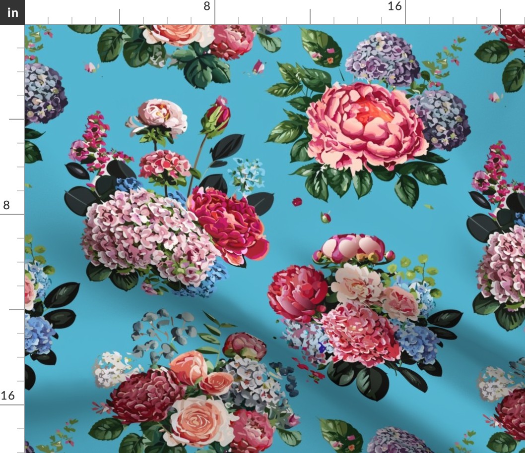 Turquoise Floral - large