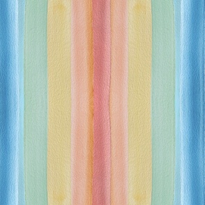 Large Pastel Rainbow Stripes / Peach Watercolor
