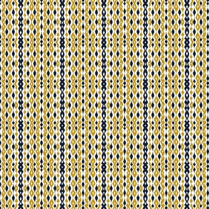 Goldenrod and Navy Abstract Ikat Pattern