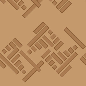 (L) 12" x 18" Warm minimalism geometric horizontal zigzag tan on warm sand beige -03