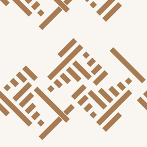 (L) 12" x 18" Warm minimalism geometric horizontal zigzag tan on eggshell -06