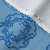 (M) Sky blue - Flowers pattern from stylized geometric shape/symmetry/ modern-cool