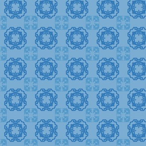 (M) Sky blue - Flowers pattern from stylized geometric shape/symmetry/ modern-cool