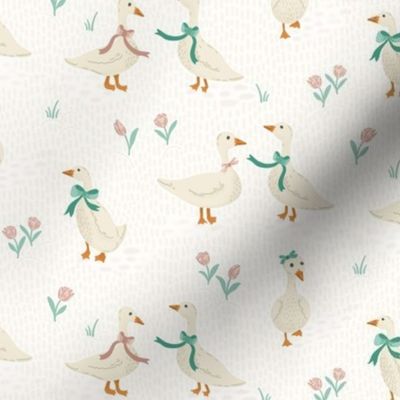 Gaggle of Geese in Sea Green and Blush Pink