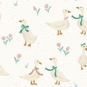 Gaggle of Geese in Sea Green and Blush Pink