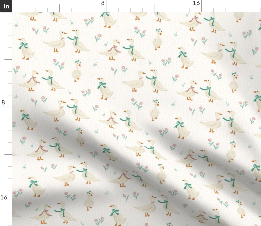 Gaggle of Geese in Sea Green and Blush Pink