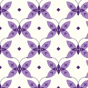 Large-Monochrome BUTTERFLIES  purple off-white Light