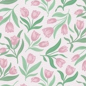 Spring Tulip Dance in Sea Green and Blush