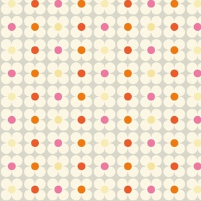 Bold Minimalist Daisy in Cream with Pops of Pink, Orange & Red