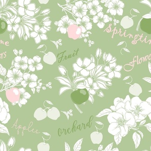 Apples and Blossoms Fabric 