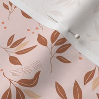 Modern minimalist warm brown and smoky pink abstract leaf branches 10 in