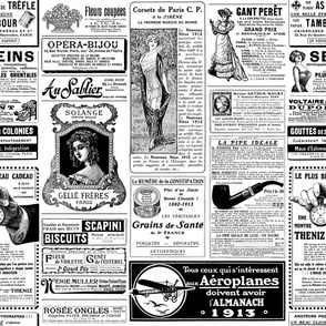 antique french victorian newspaper vintage black white