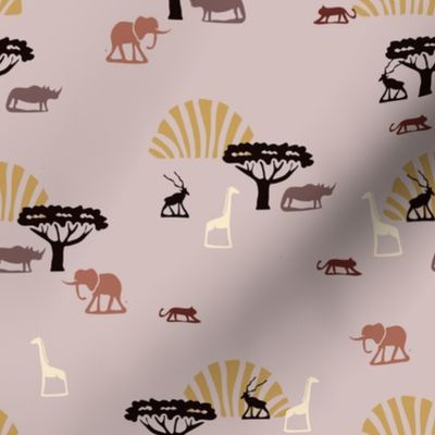 Safari animal silhouettes in Africa