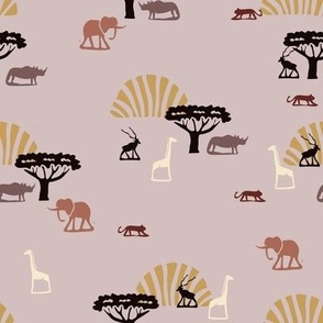 Safari animal silhouettes in Africa