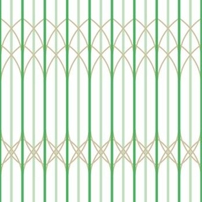  Minimalist Geometric Line Art Design with Pale Green Accents and Sand-Colored Arches